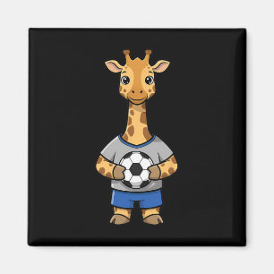 Imã Girafa de futebol fofo jogador de futebol animal e
