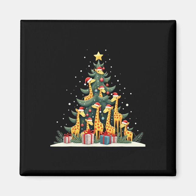 Imã Girafa de Natal bonita Girafa de árvore de Natal v (Frente)