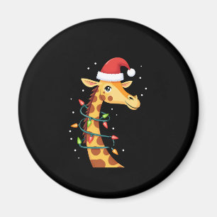 Imã Girafa de Natal Chapéu do Papai Noel Luzes Girafa