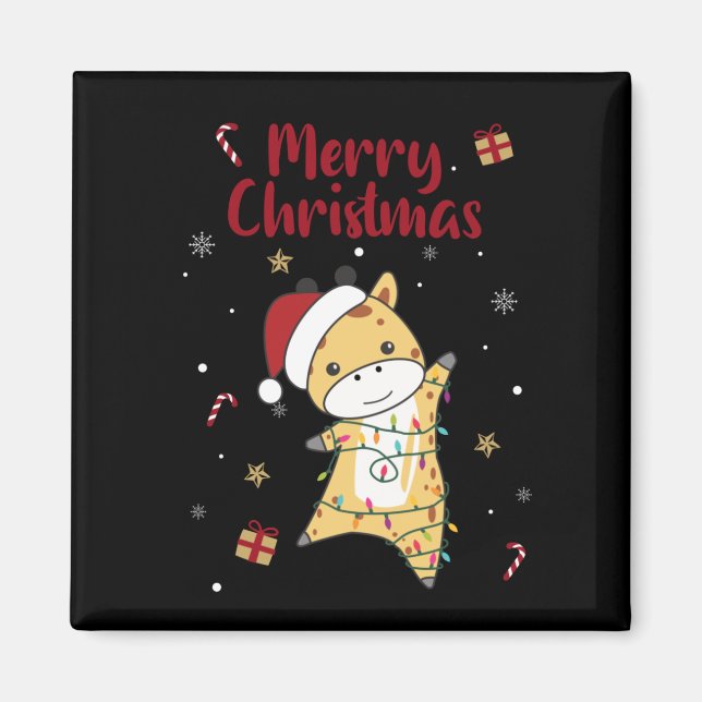 Imã Girafa de Natal Girafas de Inverno Magnet (Frente)