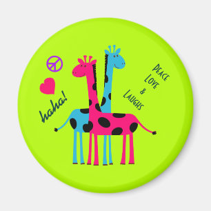 Imã Girafas bonitos dos desenhos animados, amor da paz