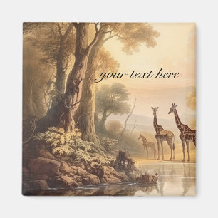 Imã Girafas botânicas, personalizáveis