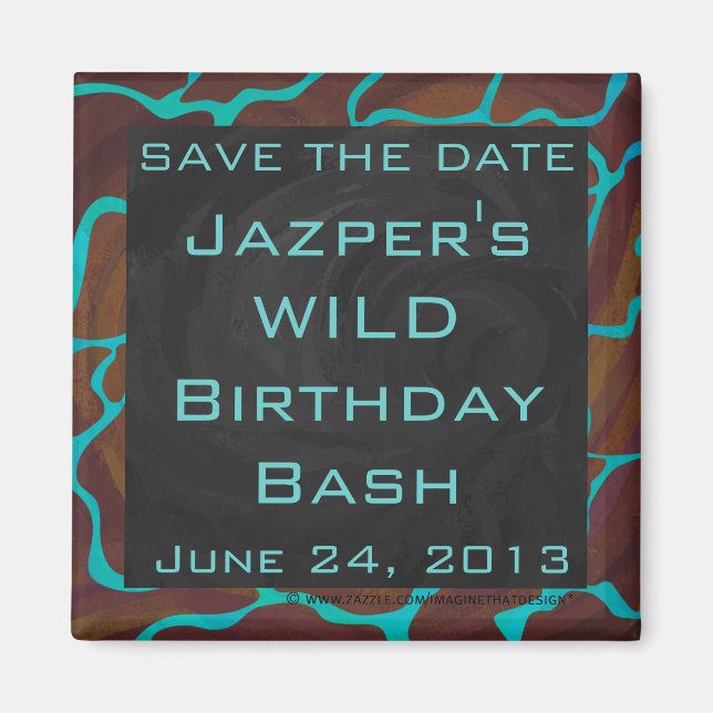 Imã Giraffe Brown e Teal Impressão (Frente)