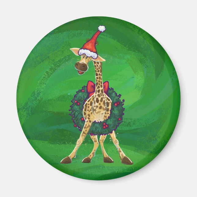 Imã Giraffe Christmas Magnet (Frente)