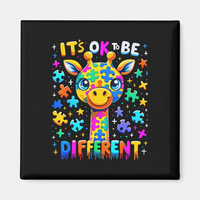 Imã Giraffe Conscientização sobre Autismo É Ok Ser Dif (Frente)