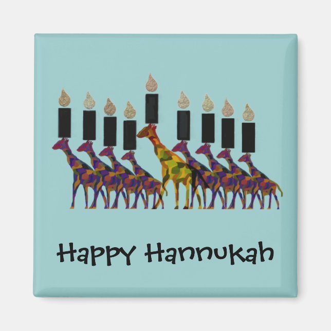 Imã Giraffe Hannukah Menorah Magnets (Frente)