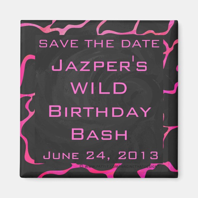 Imã Giraffe Hot Pink e Impressão preto (Frente)