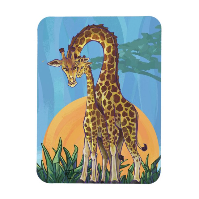 Ímã Giraffe Mama e Bebê (Vertical)