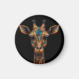 Imã Giraffe Mosaico Retrato Acrílico Chaveiro