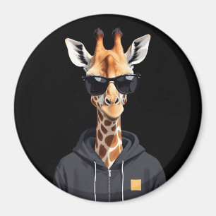 Imã Giraffe Vestindo Hoodie Engraçado Caráter Legal
