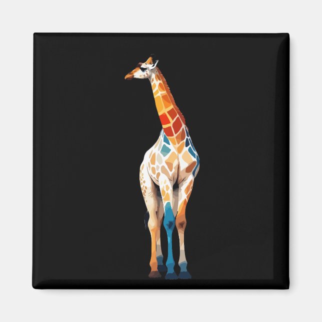 Imã Giraffe Vetor Art com Cores Vibrantes (Frente)