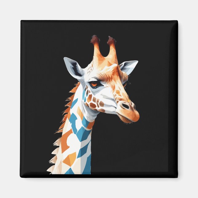 Imã Giraffe Vetor Art com Cores Vibrantes (Frente)