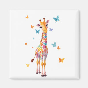 Imã Giraffe Vetor Pintando Brincadeira Adorável