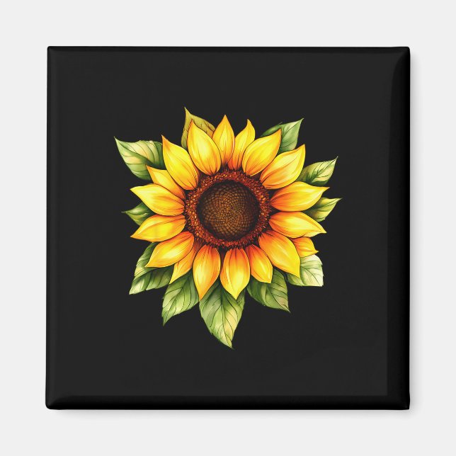 Imã Girassóis amarelos flores de verão fofas florais (Frente)