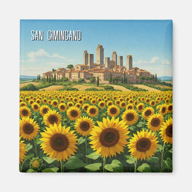 Imã Girassóis em San Gimingano Itália Viagem (Frente)