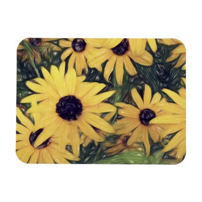 Ímã girassol amarelo floresce alegre (Horizontal)