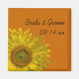 Imã Girassol amarelo no casamento alaranjado
