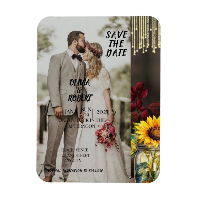 Ímã Girassol Russo, rosa de Borgonha, Madeira, Luz, Ja (Vertical)