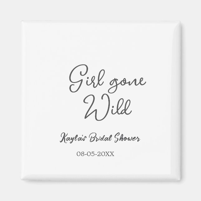 Imã Girl gone wild bridal shower name date simple mini (Frente)