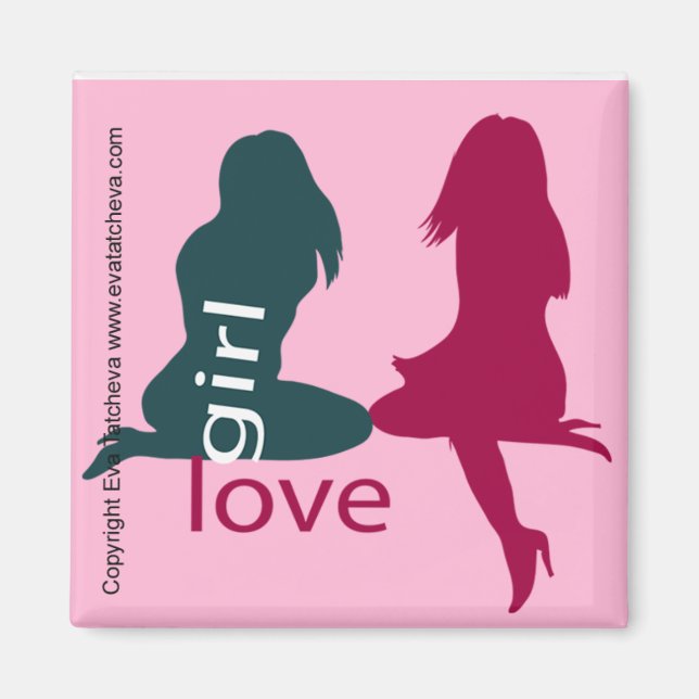 Imã 'Girl Love' Designer Fridge Manget (Frente)