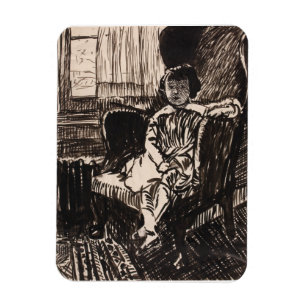 Ímã Girl Seated in Chair (ca. 1917-1918) Canvas Print