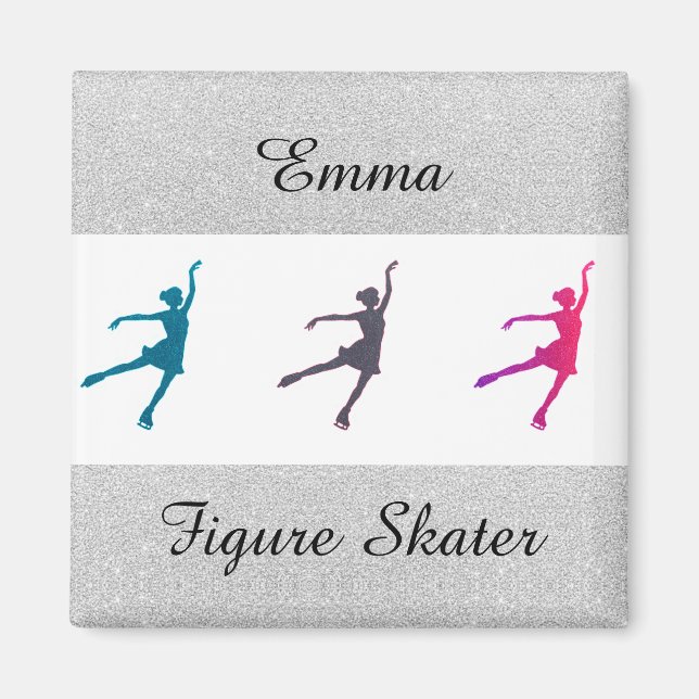 Imã Girls Figure Skater / Ice Skating Personalizado (Frente)