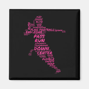 Imã Girls Flag Football Player Word Art Typografia