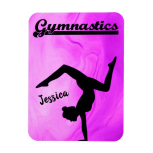 Ímã Girls Gymnastics Purple Swirl Personalizado