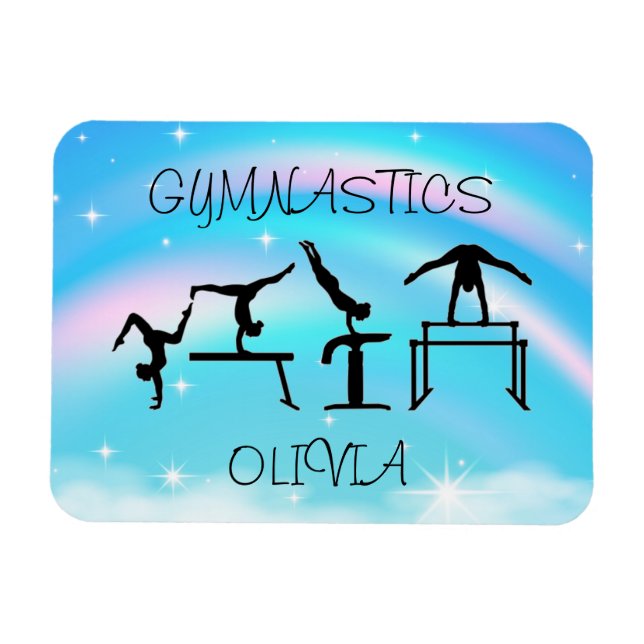 Ímã Girls Gymnastics Rainbow Swirls (Horizontal)