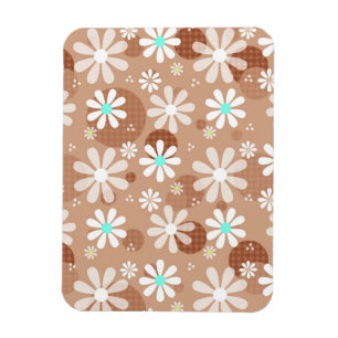 Ímã Girly Brown Daisy Flower Pattern Cute Dots Aqua