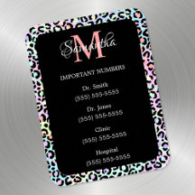 Girly Rainbow Leopard e Black Important Números