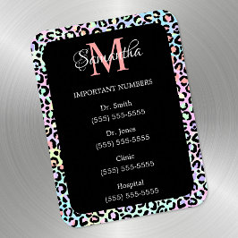 Ímã Girly Rainbow Leopard e Black Important Números