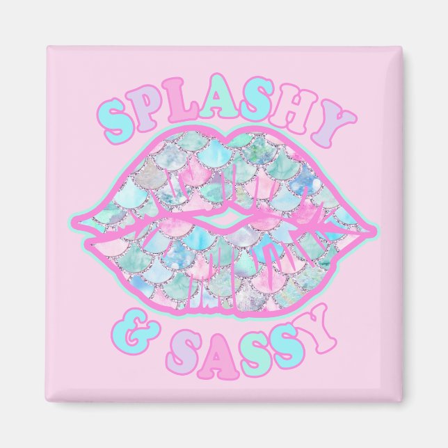 Imã Girly Splashy & Sassy Rosa Turquesa Beijo de Serei (Frente)