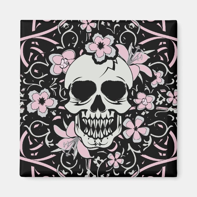 Imã Girly Vintage Skull (Frente)