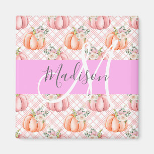 Imã Giry Chic Floral Pink Pumpkin Monograma Nome
