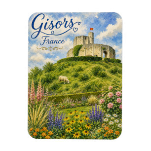 Ímã Gisors França Castelo Normandia aquarela