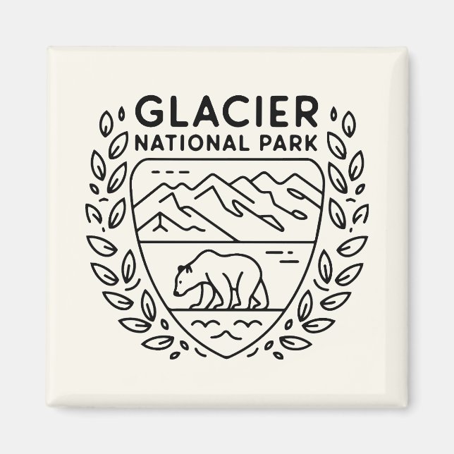 Imã Glaciar National Park Bear Emblem (Frente)