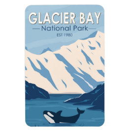 Ímã Glacier Bay National Park Alaska Orca Art Vintage
