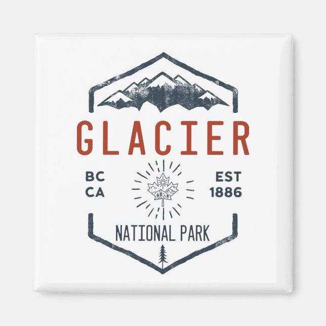 Imã Glacier National Park Canada Vintage aflita (Frente)