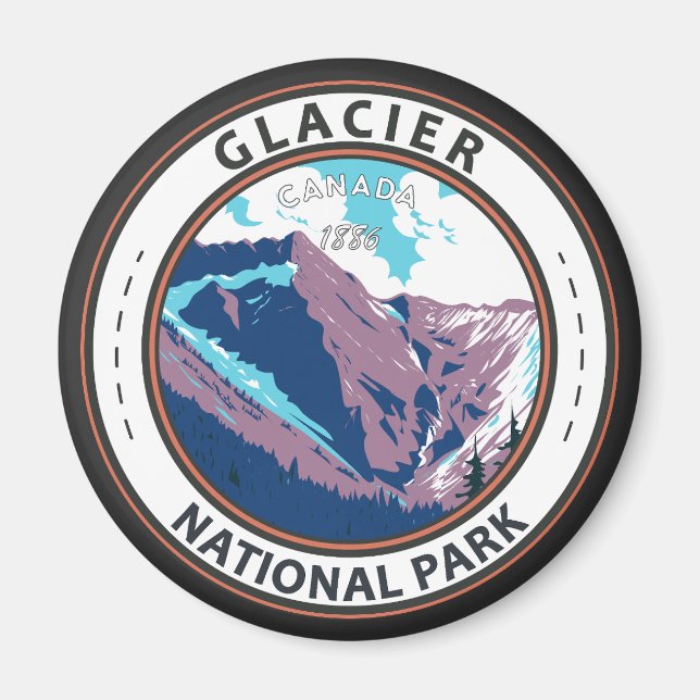 Imã Glacier National Park Canada Vintage Crachá (Frente)