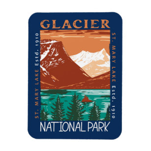 Ímã Glacier National Park Montana Vintage em desgosto