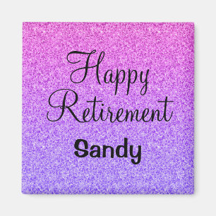 Imã Glam Happy Retirement Ombre Roxo Glitter Sparkle