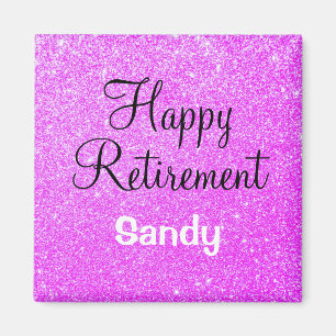 Imã Glam Happy Retirement Purple Glitkle Sparkle
