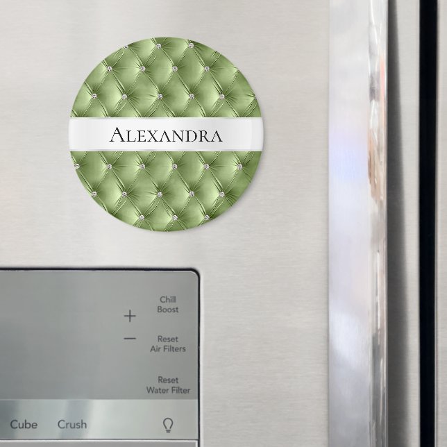 Imã Glam Sage Green Faux Velvet Luxury (In Situ (Fridge))