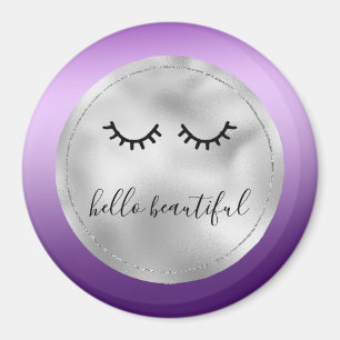 Imã Glam Silver Roxo Eyelashes Pretos