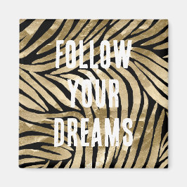 Imã Glam Zebra Preto e Dourado