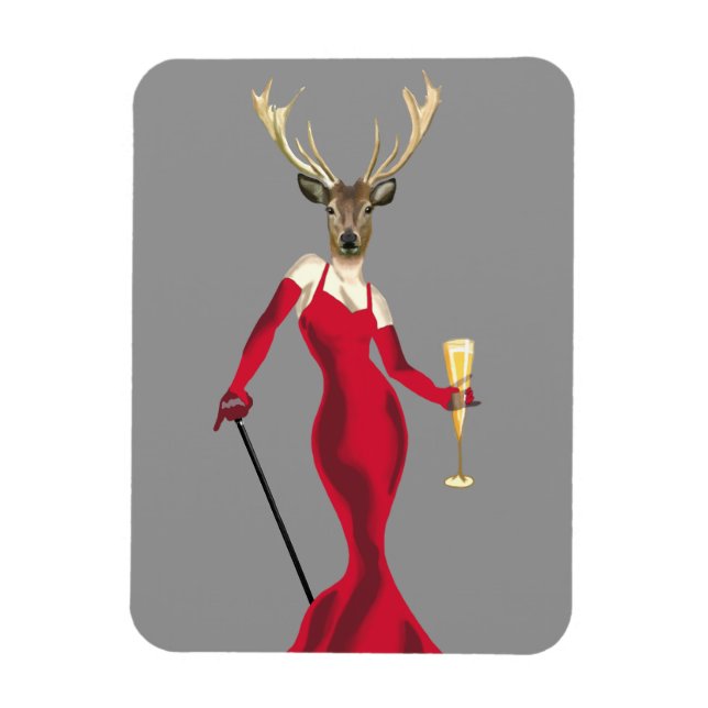 Ímã Glamor Deer em Vermelho (Vertical)