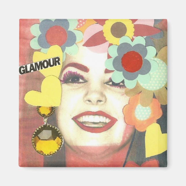 Imã Glamor Girl Mixed Media Magnet (Frente)