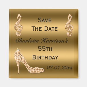Imã Glamorous 55th salva a data Dourada Stiletto