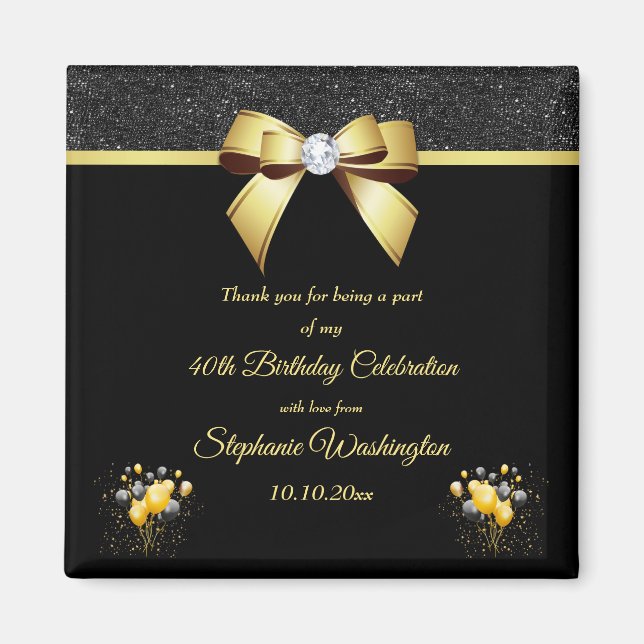 Imã Glamorous Elegance Birthday Obrigado Por (Frente)